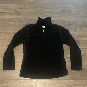 Men's Daniel Buchler Black Quarter Zip Fleece Pullover Sweater, Size Medium